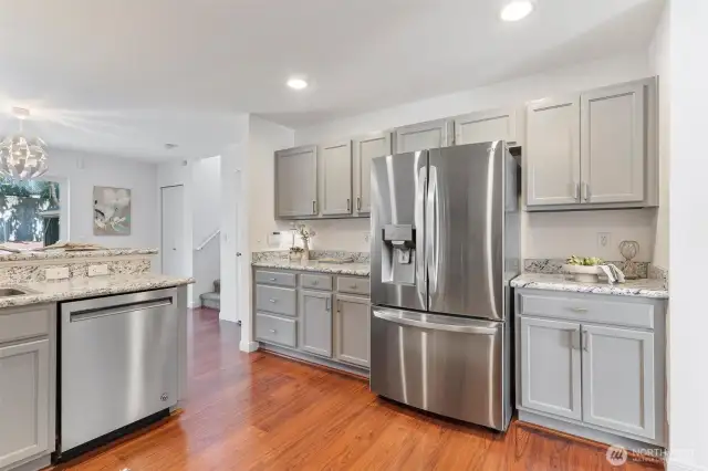 Kitchen facing dining