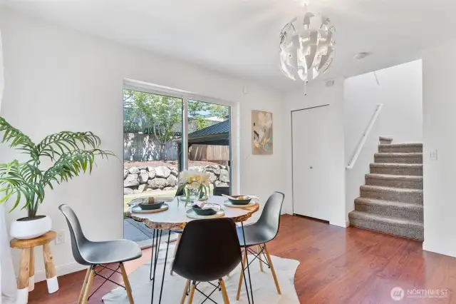 Dining facing stairs