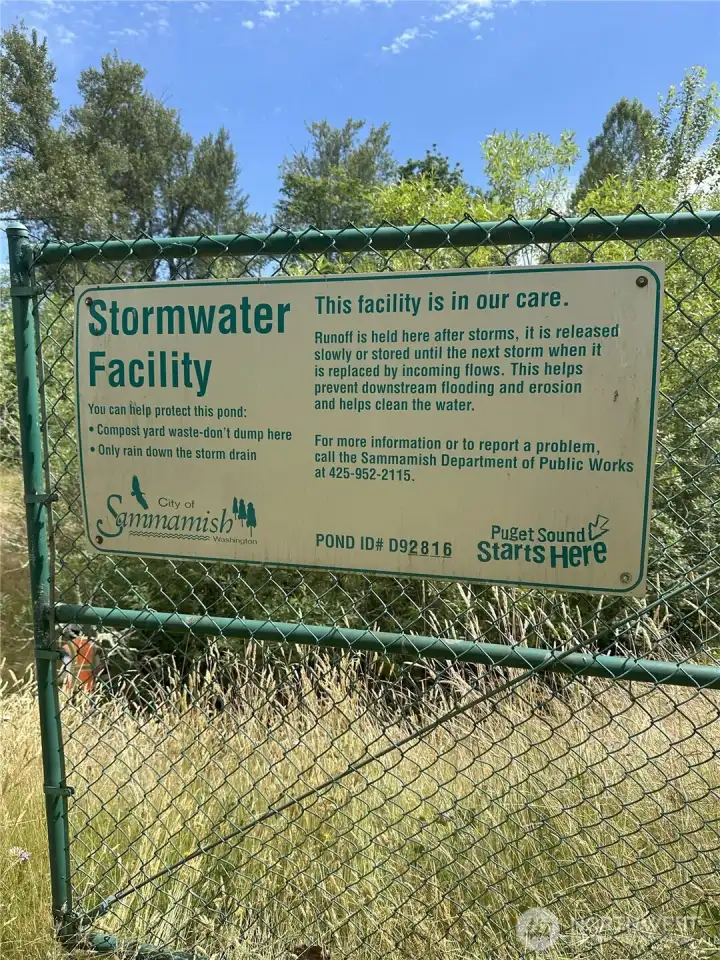 Storm Water Facility Near E Property Line & home site