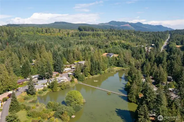 View of Lake Bullard and walking bridge