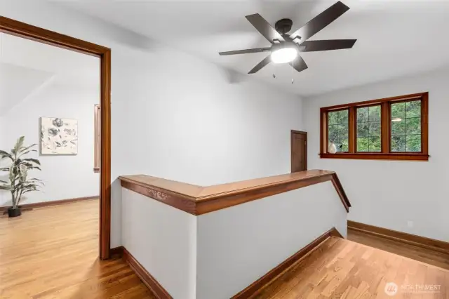 Wide loft area at top of stairs