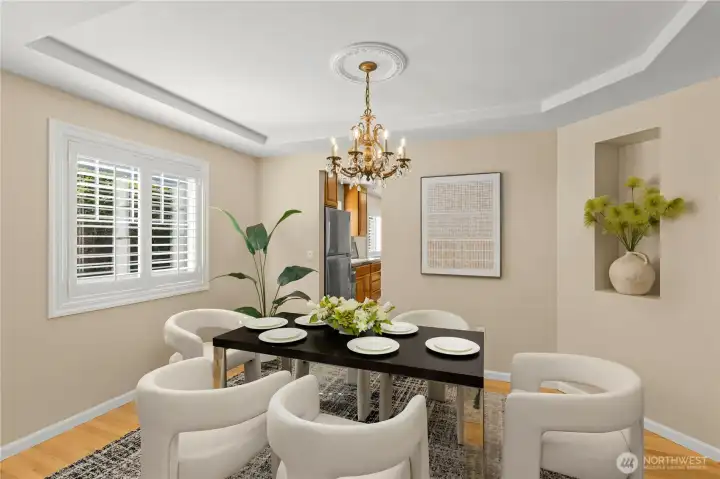 Formal Dining Room with chandelier lighting