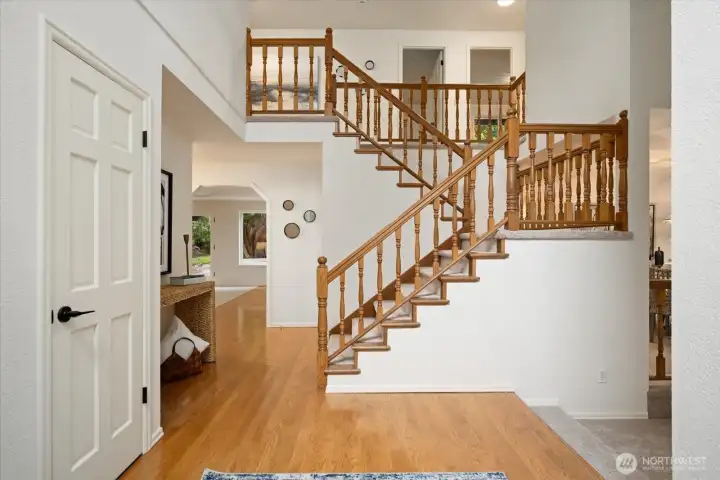 Architectural charm in the oak staircase.