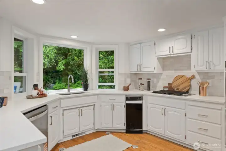 Natural light fills this kitchen- a cheerful plae to start your day