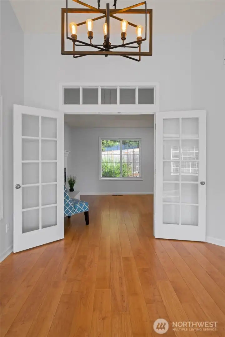 From living to formal dining and great room off of kitchen...