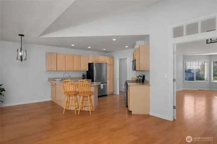 Dining options include formal, casual or breakfast bar...