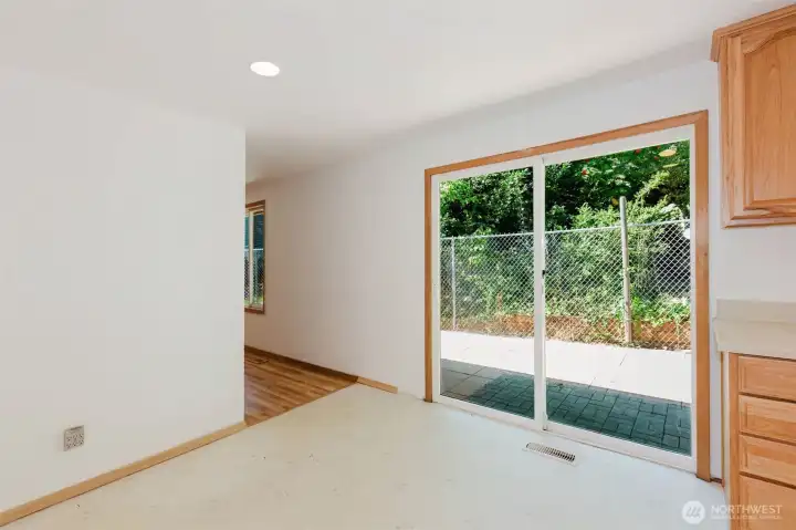 Sliding glass out to back patio