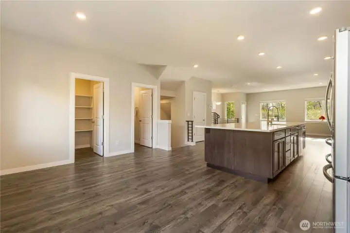 Entrance to the powder room and large pantry