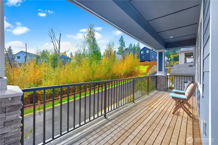 View of the balcony facing the opposite greenbelt.