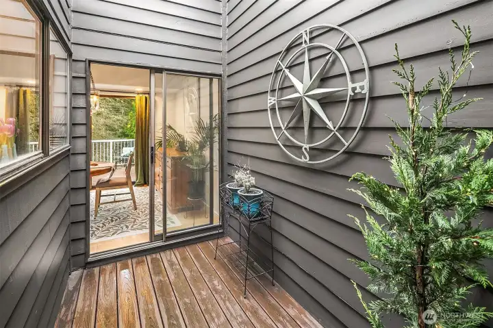 Private atrium with access from dining room looking into primary suite.