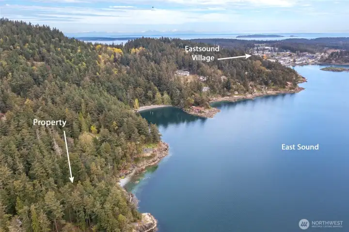 The property is less than a mile from Eastsound villate