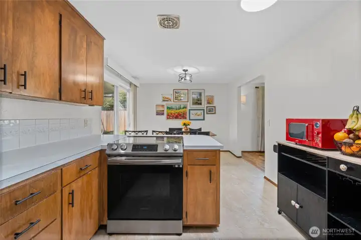 The dining room is open to the kitchen.