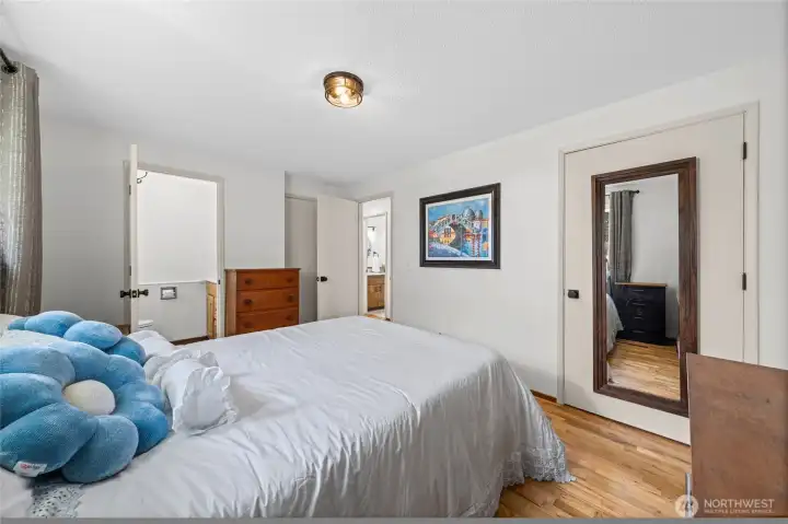 The primary bedroom has two closets and a bath en-suite.