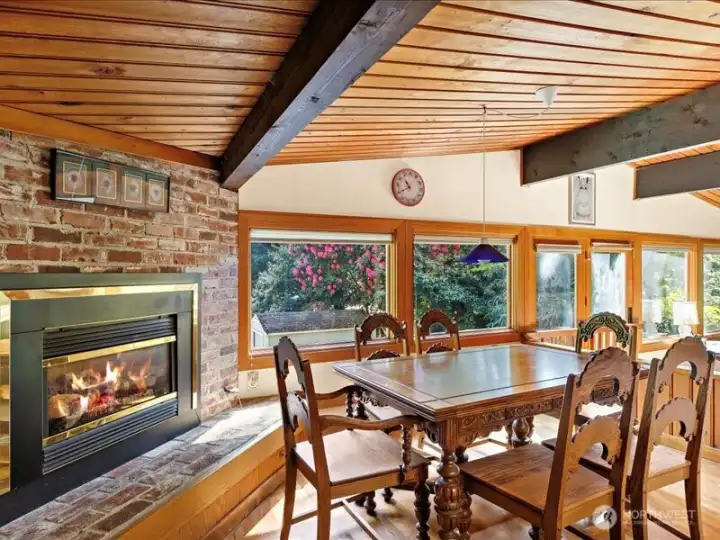 Potential is awesome with this space while enjoying the fireplace.