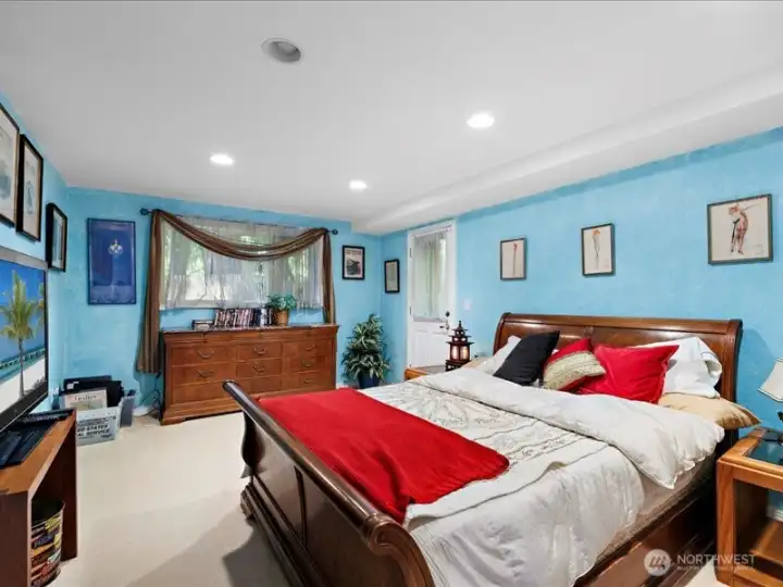 Generous sized lower level bedroom with its own bathroom.