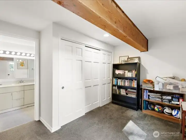 This space downstairs can be converted to one large second downstairs bedroom with its own bathroom.