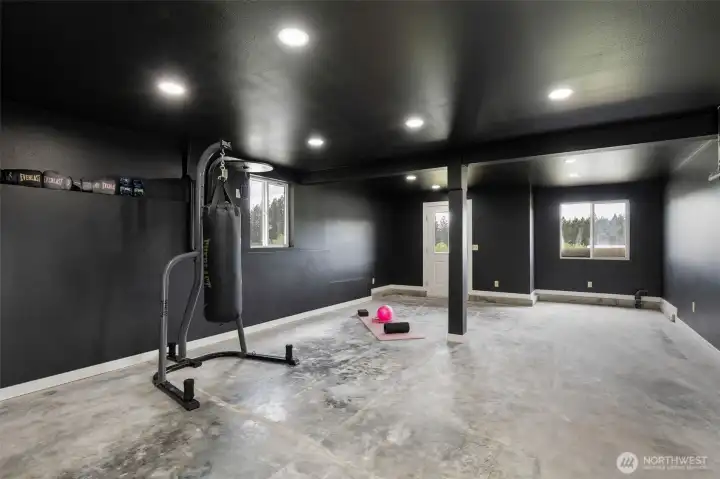 Expansive downstairs bonus room with separate entrance, offering exceptional flexibility for a home gym, office, guest space, studio, or multi-purpose retreat.