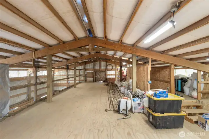 Expansive upper barn storage area offering valuable bonus space for hay, equipment, seasonal items, or future organization—adding exceptional function to the equestrian setup.