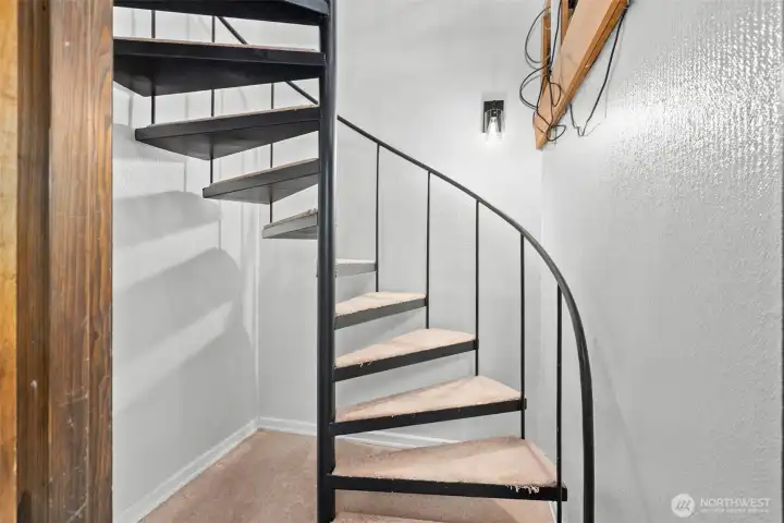 Upstairs to the other bedrooms, or down to the basement level