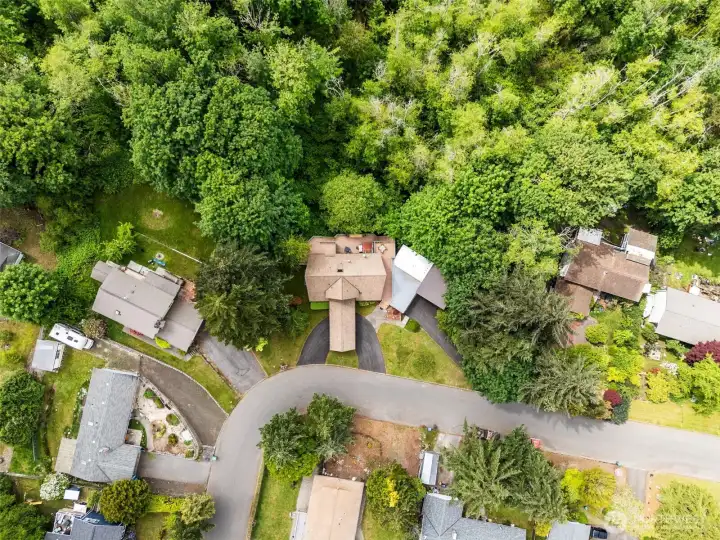 Showing off the front circular drive and so much parking... plus the gorgeous greenspace.