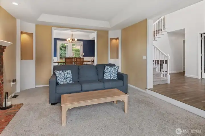 Formal sitting room leads to formal dining room