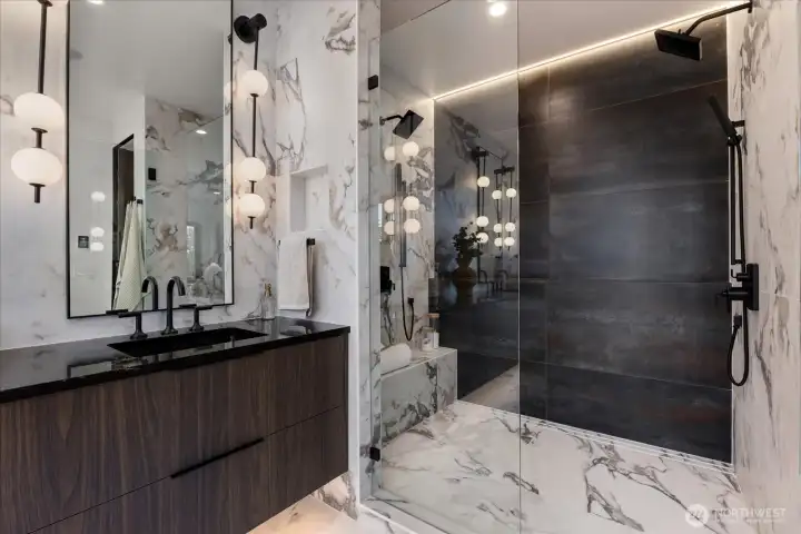 Oversized dual vanity with free standing soaker tub and oversized shower! Oversized dual vanity with free standing soaker tub and oversized shower!
