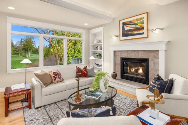 Cozy fireplace, natural light