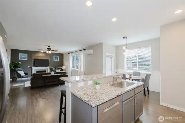 Open concept entertaining layout