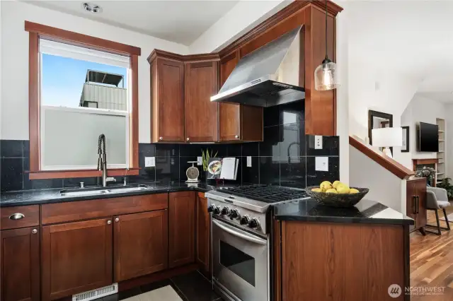 Gourmet kitchen w/ privacy glass