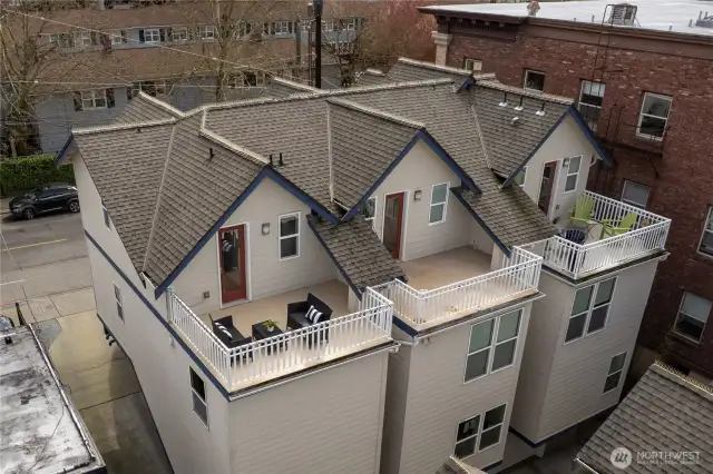 Ariel view of rooftop terrace