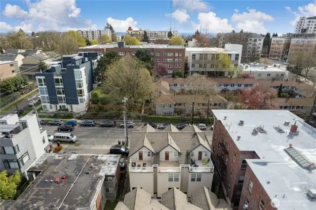 Ariel view of property from the west, looking east.