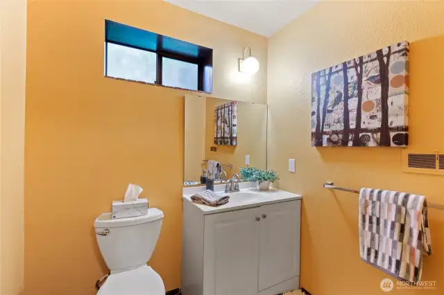 The convenient half bath located downstairs.