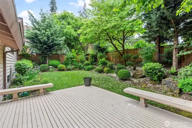You will just love this fabulous yard. It is the current owner's pride and joy.  The sweet deck is a wonderful spot to sit and take-in your beautiful surroundings!