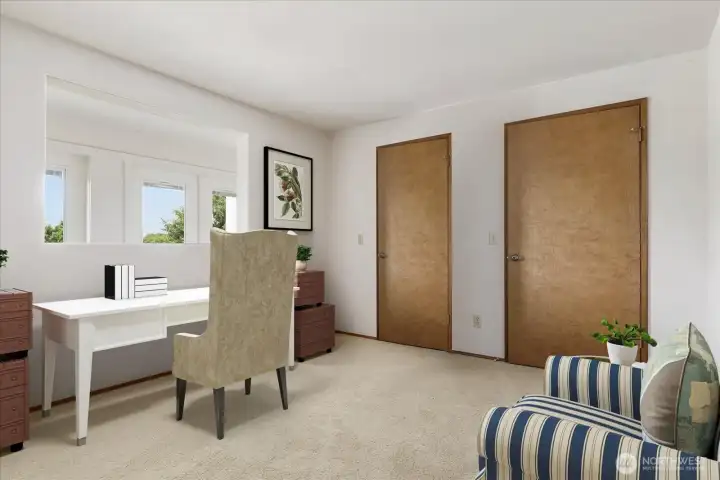 Lower level bedroom or office - virtually staged
