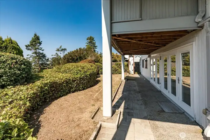 Back yard with mature landscaping