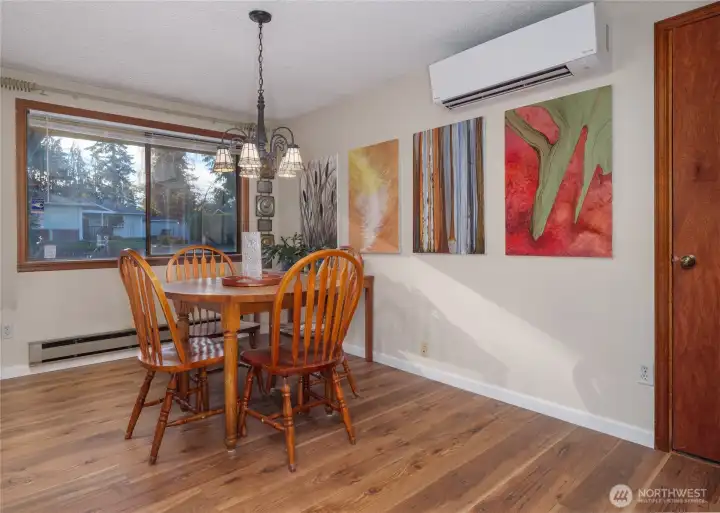 dining area with windows