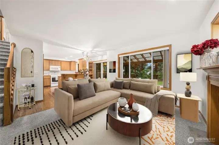Virtually staged family room