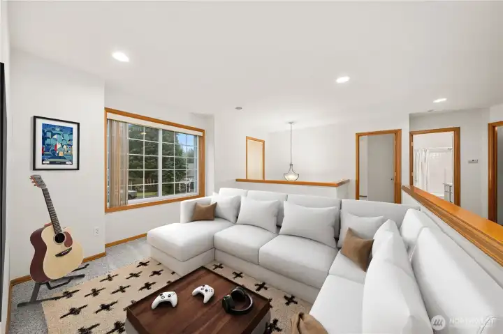 Virtually staged upstairs bonus room