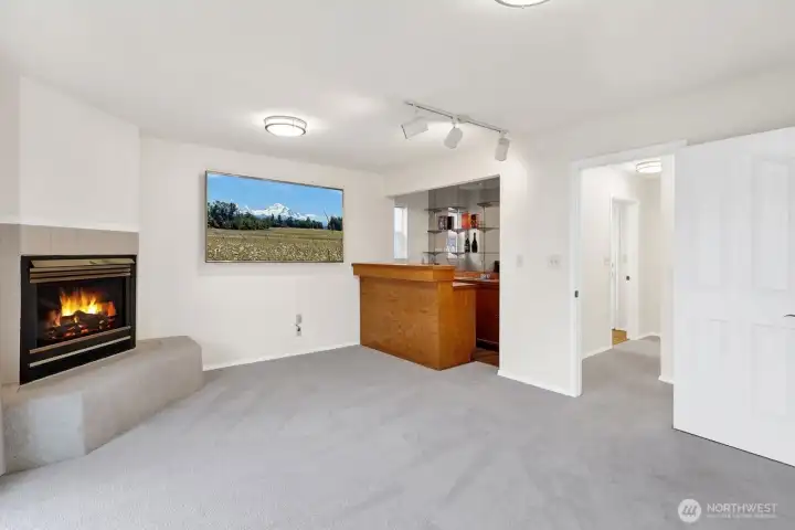 Family room has a wet bar. Great for entertaining!