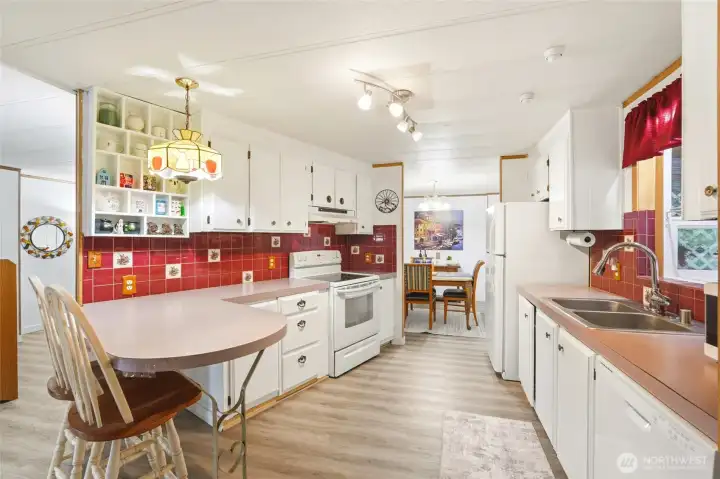 Spacious kitchen with great flow + storage