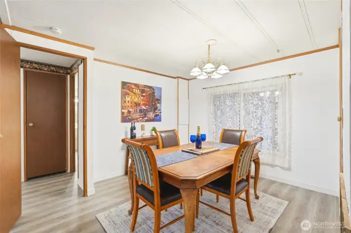 Defined dining area with easy flow