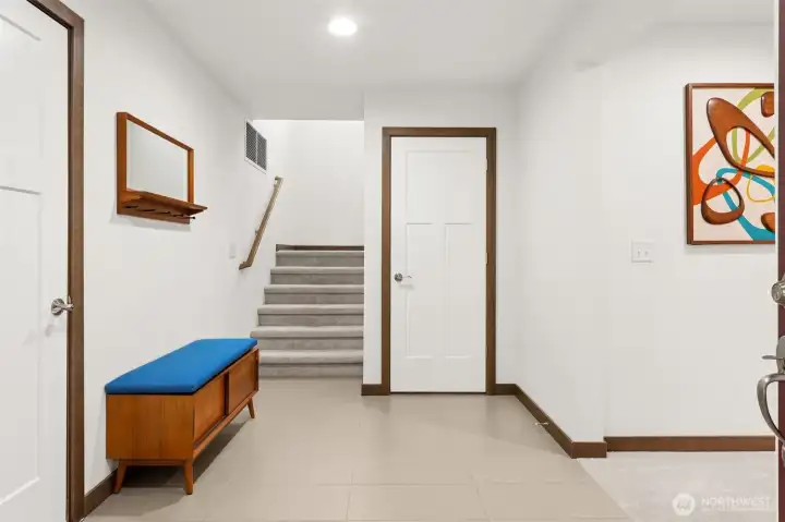 Welcoming downstairs entry area.