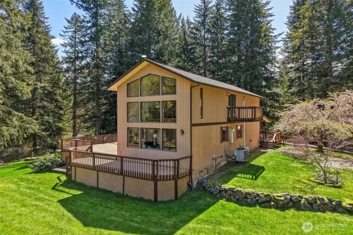 View of house and decks.