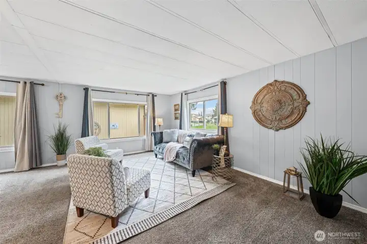 Another view of the living area.  Windows look out to the front and side yards.