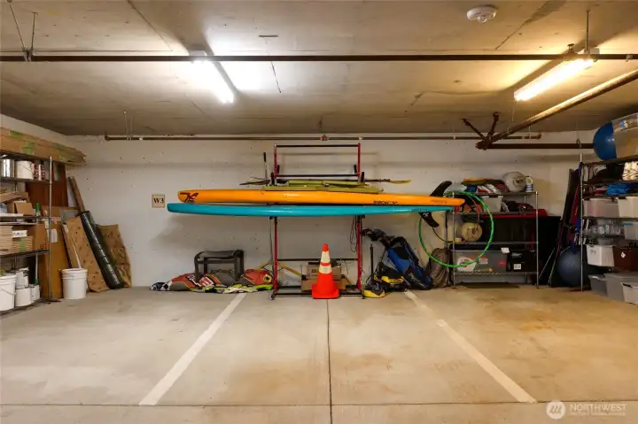 Your second deeded garage spot has space for your toys.
