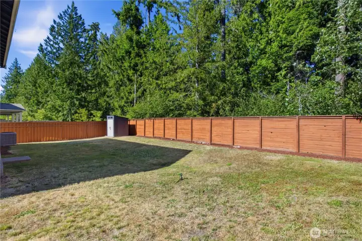 This greenbelt is permanent and thickly treed for max privacy! This greenbelt is permanent and thickly treed for max privacy!