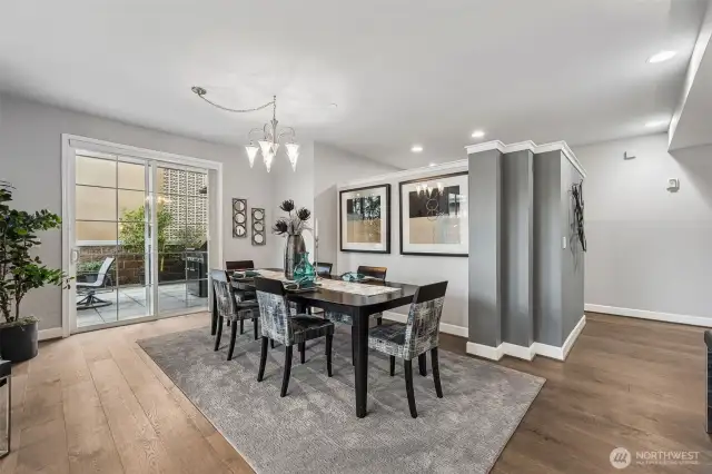 A sliding glass door leads out to the patio.