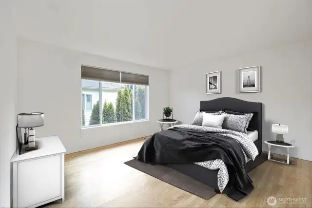 Primary can easily accommodate a king size bed and furniture