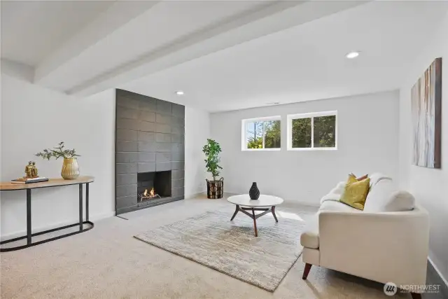 Spacious lower level rec room