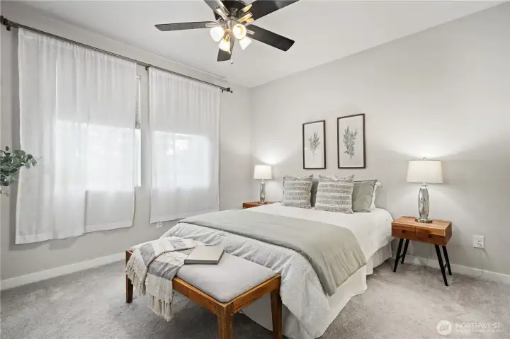 The Primary bedroom has loads of natural light
